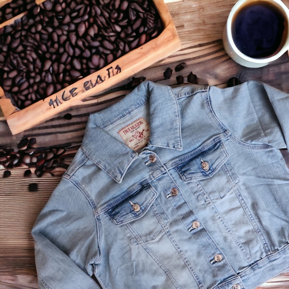 True Religion Denim Crop Jacket Stretch - Picture 4 of 13